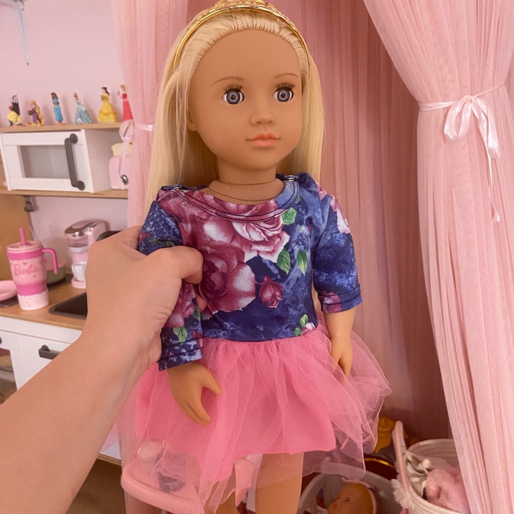 Blue and Pink Floral Doll with Tutu